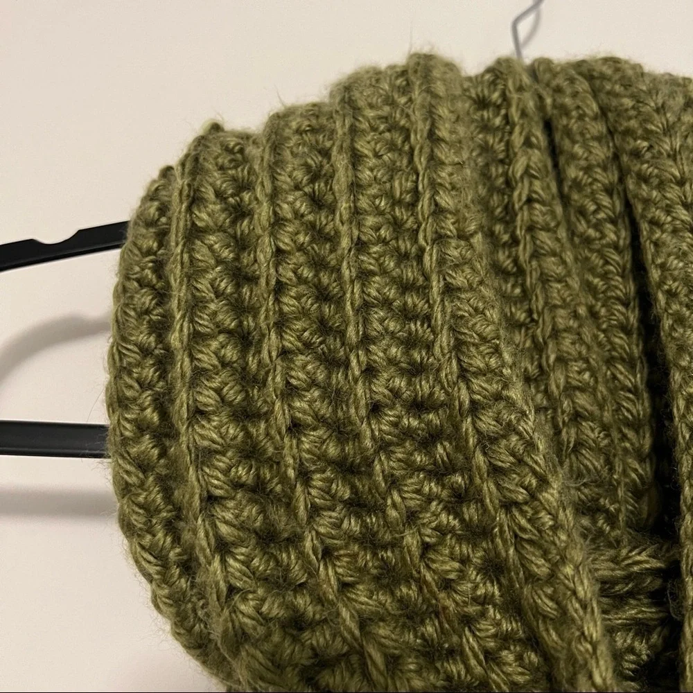 Handmade Crochet Infinity Scarf Dark Green